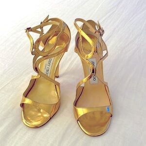 Jimmy Choo Gold Metallic Leather Sandals